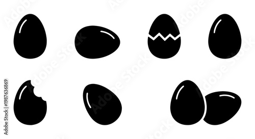Egg vector set illustration: easter eggs, broken egg, eggs icon, eggshell, food, design element