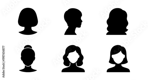 Explore different women hairstyles silhouette vector art for hair style guide and design ideas vector