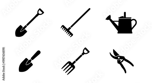 Essential gardening tools set vector illustration for garden maintenance and landscaping projects
