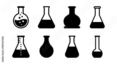 Collection of laboratory glassware vector design for science experiments and chemical research use in lab