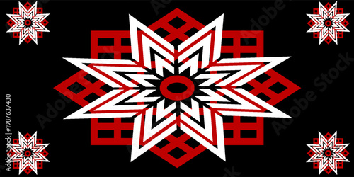 illustration vector graphic of red mandala clone pattern geometric shape icon concept design