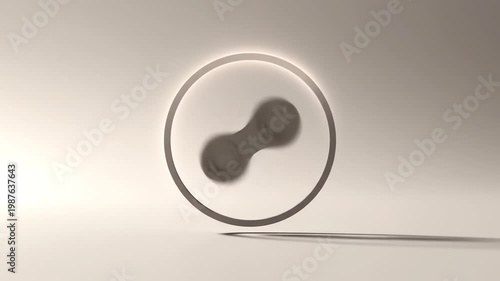 Abstract 3D Rendering of Spinning Element Inside Glowing Ring