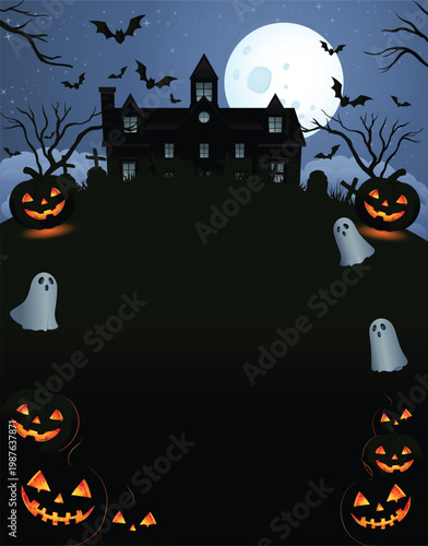 illustration of a scary Halloween Menu on night background