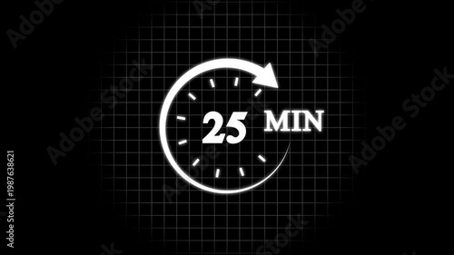 Timer Icon With 25 Minutes Displayed Isolated On A White Background countdown clock.,promotion clock signs business concept.4k