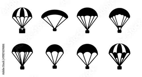 Photos Collection of parachute vector design elements for skydiving and adventure sport