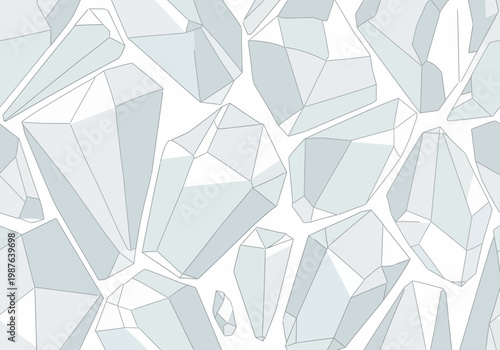 Geometric crystal vector pattern with subtle pastel blue and gray tones for abstract backgrounds