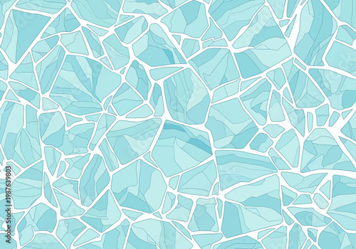 Seamless abstract ice texture vector background with cool blue polygonal pattern