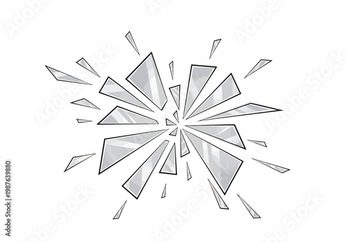 Explosion Effect Vector Graphic Illustration of Shattered Glass or Ice Fragments