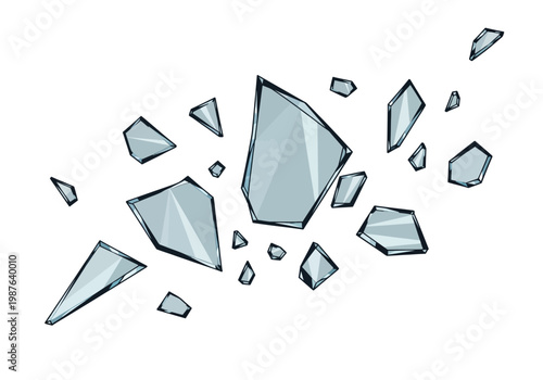 Shattered Glass Vector Art - Broken Fragments Floating Freely