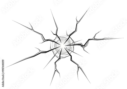 Abstract Vector Crack Effect with Bursting Rays and Light Focus Illustration