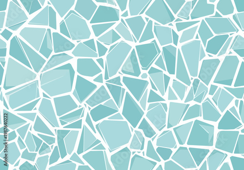 Abstract geometric pattern vector background of shattered ice or glass fragments, cool blue and white