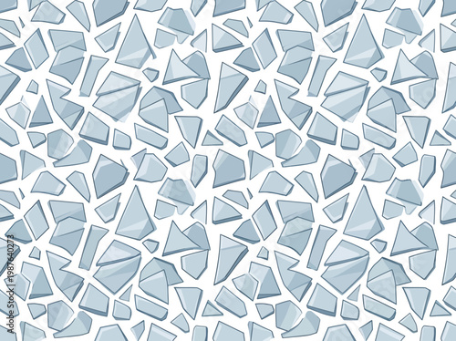 Seamless geometric abstract vector pattern with cool blue and white shards for backgrounds