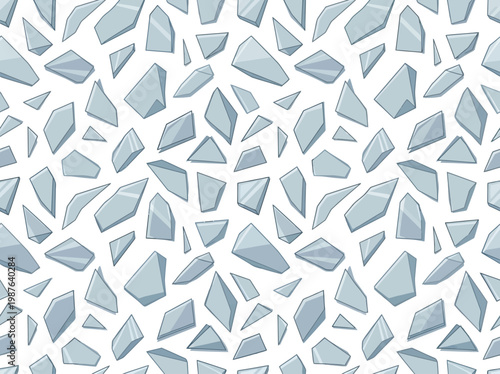 Seamless vector pattern of abstract broken glass shards on a white background for design