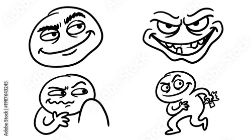 Cartoon facial expressions set comic style