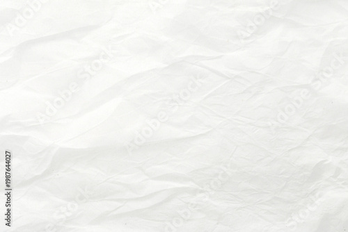 Horizontal Crumpled White Paper Texture with Natural Folded Patterns