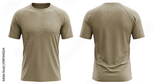 Wallpaper Mural Men's blank tan beige t-shirt front and back view with t shirt Torontodigital.ca