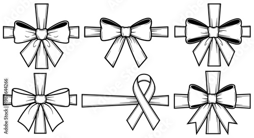 A set of elegant vector bow illustrations in various designs and styles