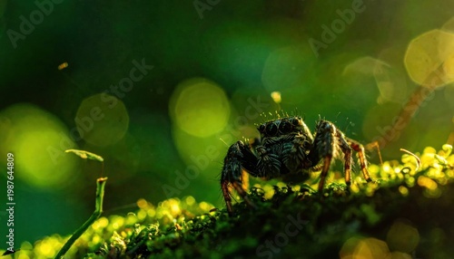 Frog on Mossy Rock in Forest.