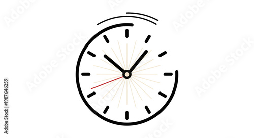 Minimalist Vector Clock Illustration with Motion Lines