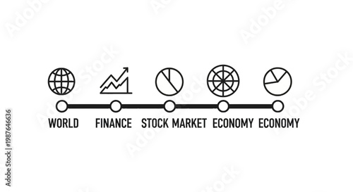 Financial and Global Economy Infographic Icon Set Vector