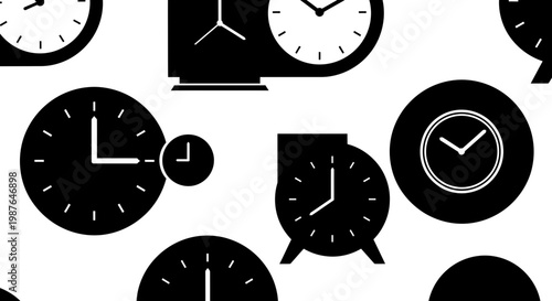 Minimalist Black and White Clock Vector Illustration