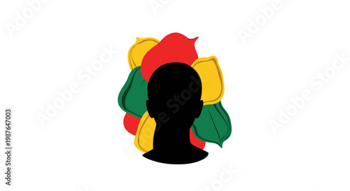 Black History Month Silhouette with Pan African Colors Vector Illustration