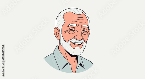 Smiling senior man with white hair.