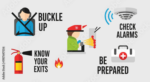 Fire safety and emergency preparation infographic.