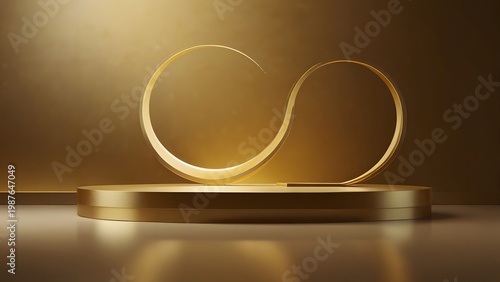 Luxury gold abstract shape with minimal background