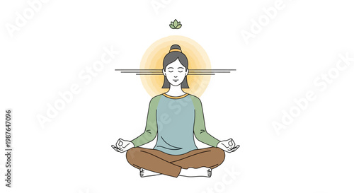 Woman meditating in lotus position with aura.