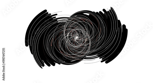 Minimalist Abstract Black Ink Spiral and Swirl Digital Art
