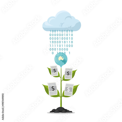 Cloud Computing Data Growth Financial Concept Illustration