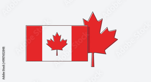 Canadian Flag and Maple Leaf - Symbol of Canada