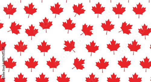 Canadian Maple Leaf Pattern - Red Leaves on White Background