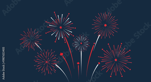 Festive Fireworks Display on Dark Blue Background