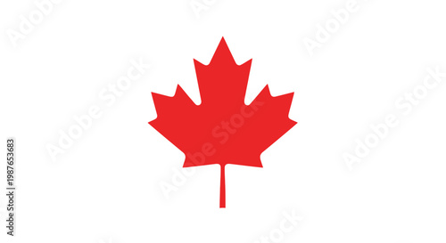 Red Maple Leaf Icon on White Background - Canadian Symbol