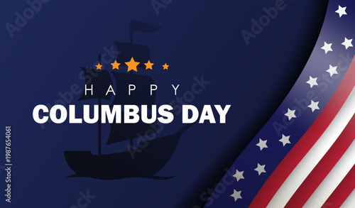Columbus Day Tribute Graphic."" Vector illustration