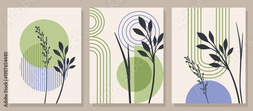 Botanical geometric posters. Vector illustration