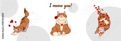 Lovely cats in love. Vector illustration