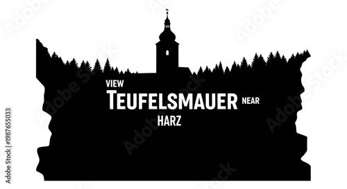 Teufelsmauer Harz Mountains Silhouette Vector Illustration