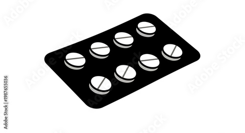 Blister Pack of White Pills Vector Illustration