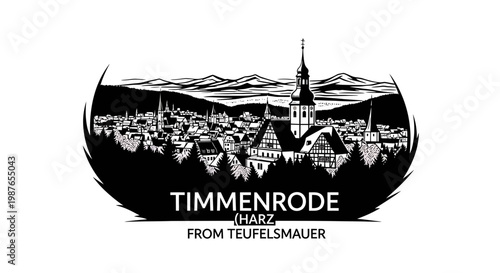 Timmenrode Harz Skyline Vector Illustration from Teufelsmauer