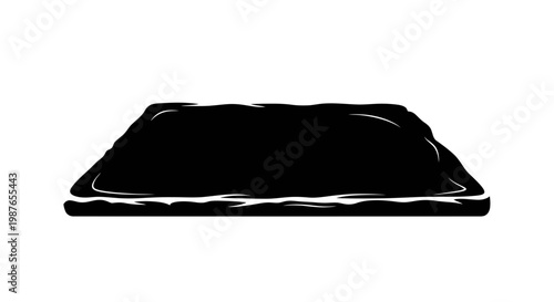 Black Silhouette of Raw Meat Slab Vector Illustration