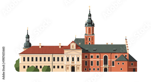 Vector Illustration of Wawel Royal Castle in Krakow Poland