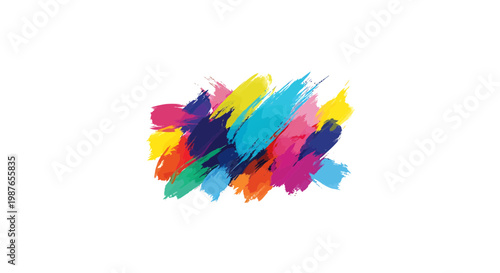 Vibrant Multicolored Paint Brush Strokes Vector Illustration