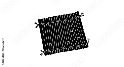 Bamboo Sushi Rolling Mat Silhouette Vector Illustration