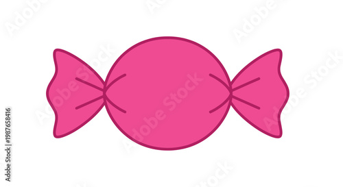 A vibrant pink candy with classic twisted wrappers simple illustration