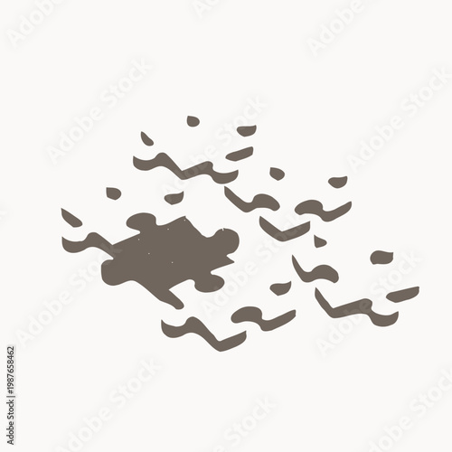 Quadro su tela Abstract Puzzle Pieces Floating on Water Surface