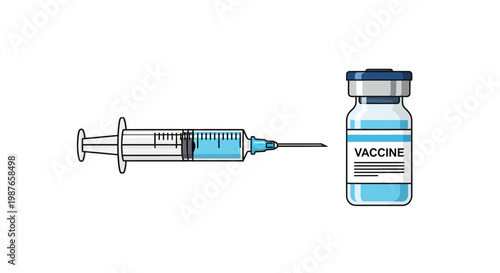 Medical syringe with vial labeled 'Vaccine' signifying inoculation and preventative healthcare practices