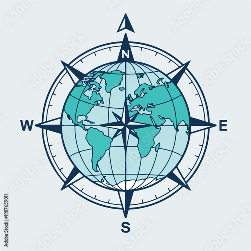 Globe with Compass Navigation.